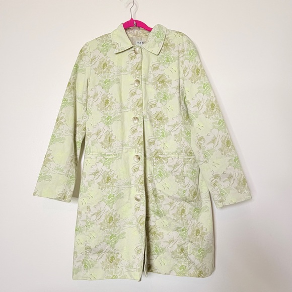 Old Navy Jackets & Blazers - Old Navy Light Green Floral Trench Coat